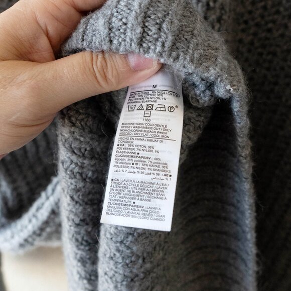 Old Navy Sweater Dress Sz M Gray Knit Relaxed LS MockNeck Shift Recycled - Picture 6 of 6